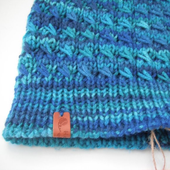 Hand Knitted Hat Toque Adult Size - L-M Acrylic Blue - 027 Hand knit by me - Picture 6 of 8
